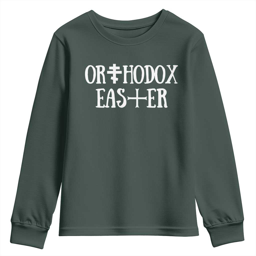 Orthodox Easter Orthodox Christian Faith Jesus Cross Youth Sweatshirt TS11 Dark Forest Green Print Your Wear