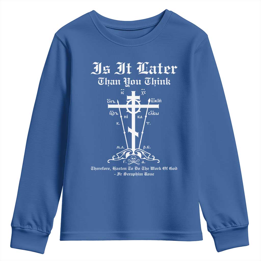 Eastern Orthodox Christian Seraphim Rose Youth Sweatshirt Is It Rather Than You Think Russian Cavalry Cross TS11 Royal Blue Print Your Wear