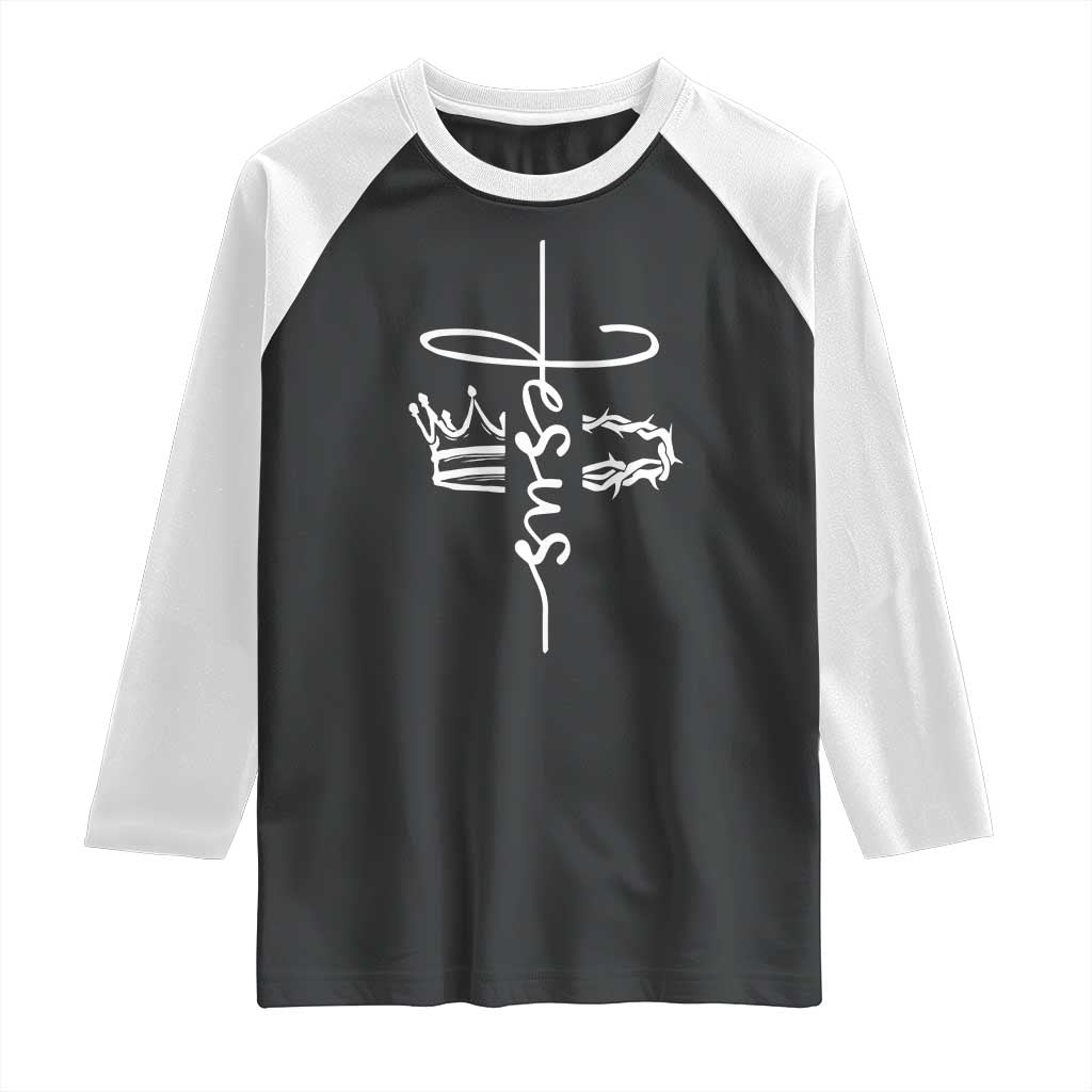 Jesus Christian Lord & Savior Crown of Thorns Raglan Shirt TS11 Black White Print Your Wear