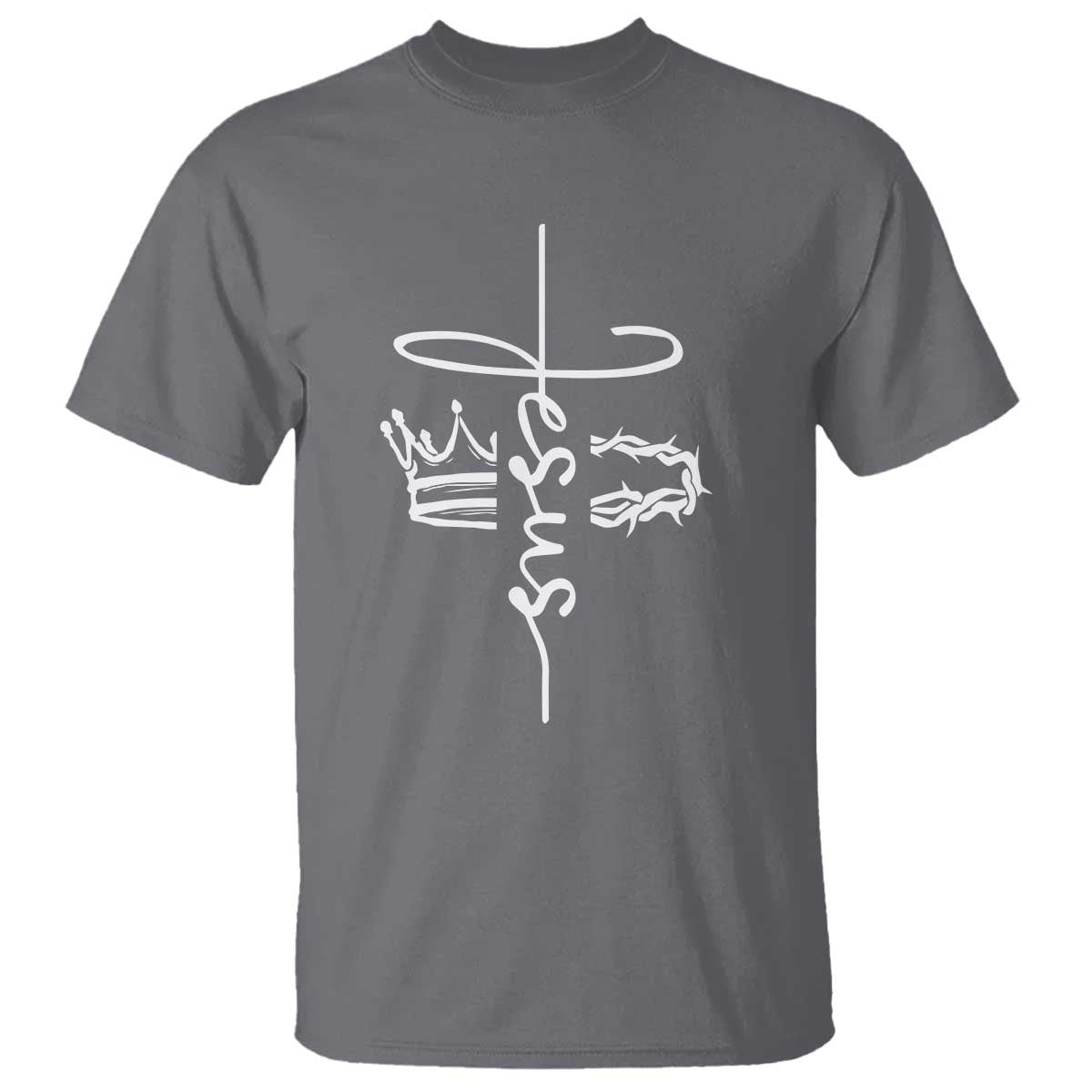 Jesus Christian Lord & Savior Crown of Thorns T Shirt TS11 Charcoal Print Your Wear