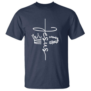 Jesus Christian Lord & Savior Crown of Thorns T Shirt TS11 Navy Print Your Wear