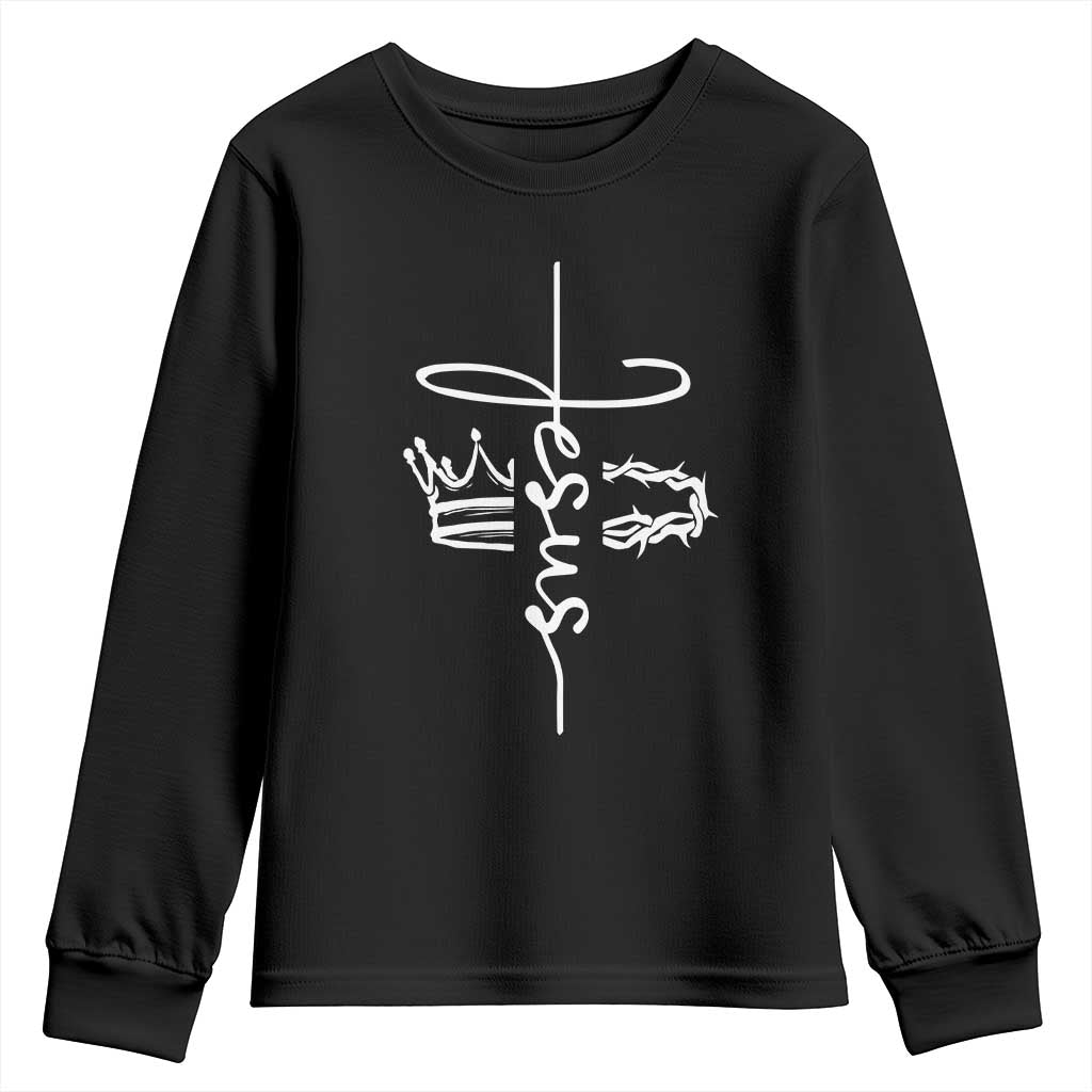 Jesus Christian Lord & Savior Crown of Thorns Youth Sweatshirt TS11 Black Print Your Wear