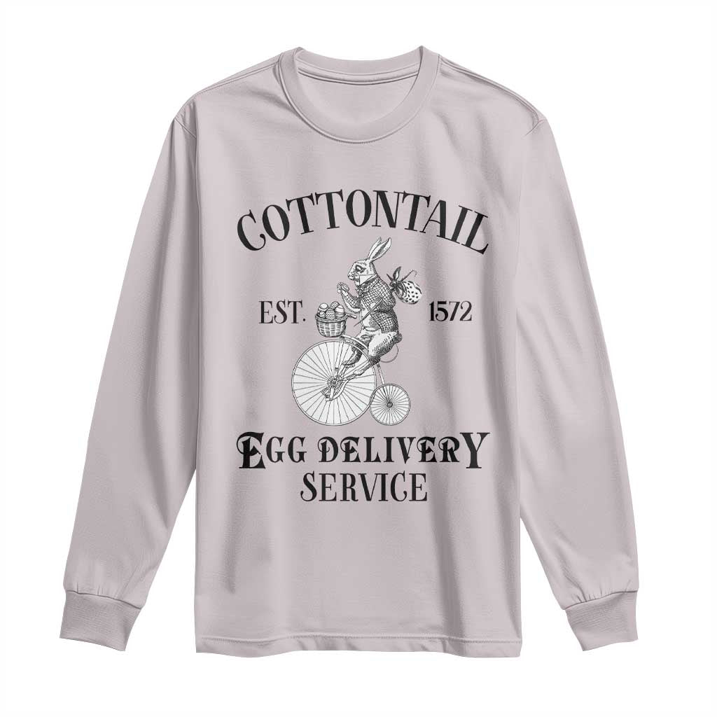 Funny Easter Day Cottontail Egg Delivery Service Long Sleeve Shirt Bunny Rabbit TS11 Ice Gray Print Your Wear