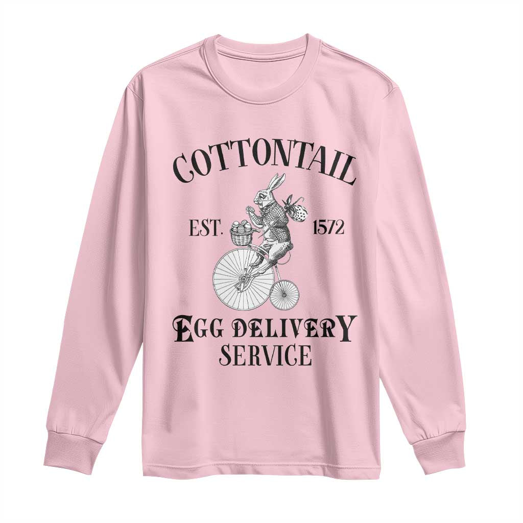 Funny Easter Day Cottontail Egg Delivery Service Long Sleeve Shirt Bunny Rabbit TS11 Light Pink Print Your Wear