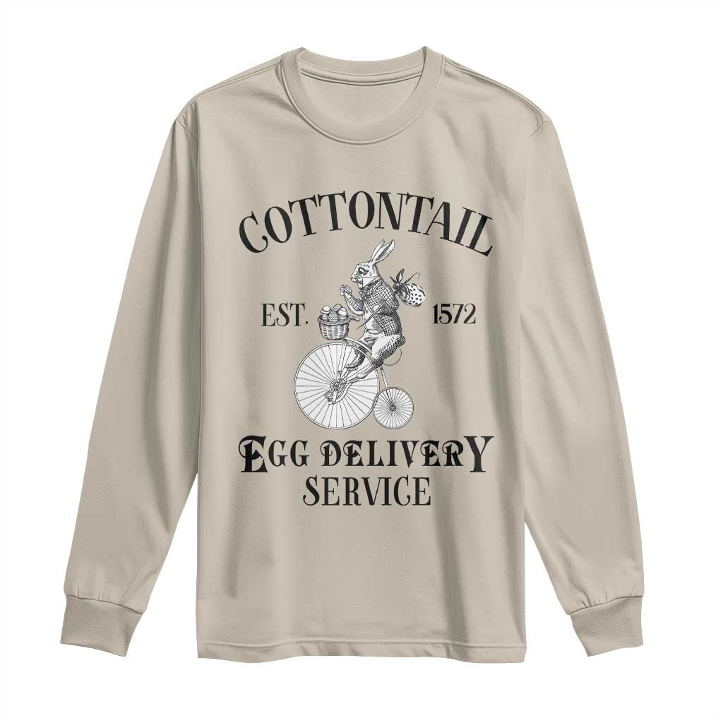 Funny Easter Day Cottontail Egg Delivery Service Long Sleeve Shirt Bunny Rabbit TS11 Sand Print Your Wear