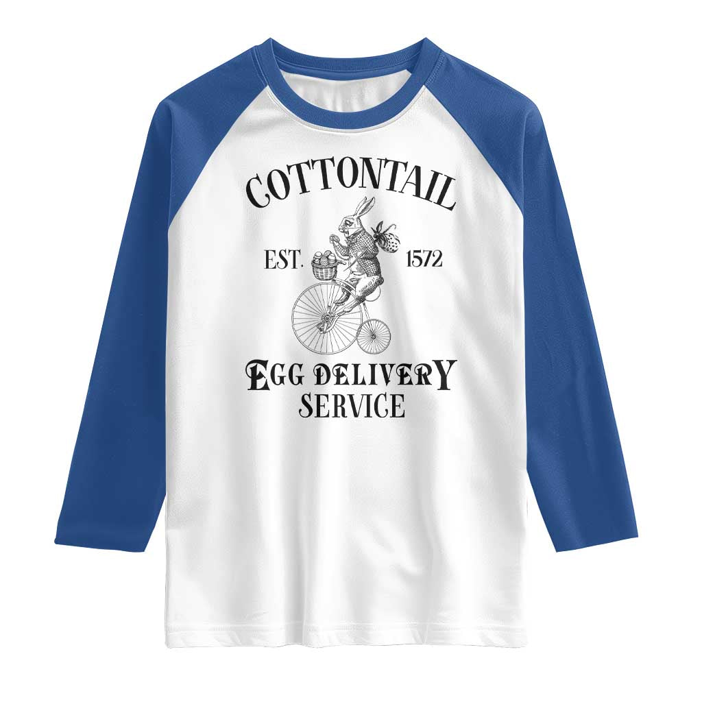 Funny Easter Day Cottontail Egg Delivery Service Raglan Shirt Bunny Rabbit TS11 White Royal Print Your Wear