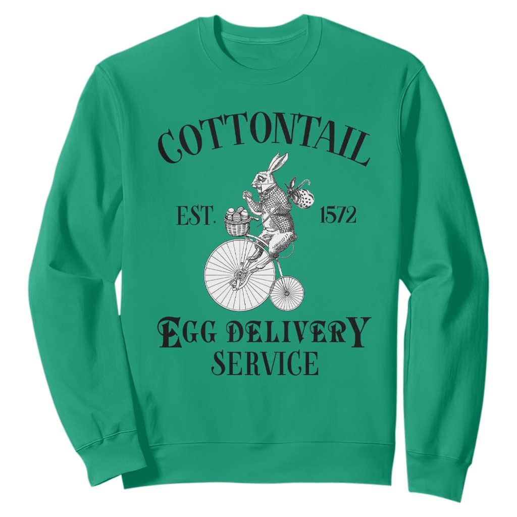 Funny Easter Day Cottontail Egg Delivery Service Sweatshirt Bunny Rabbit TS11 Irish Green Print Your Wear