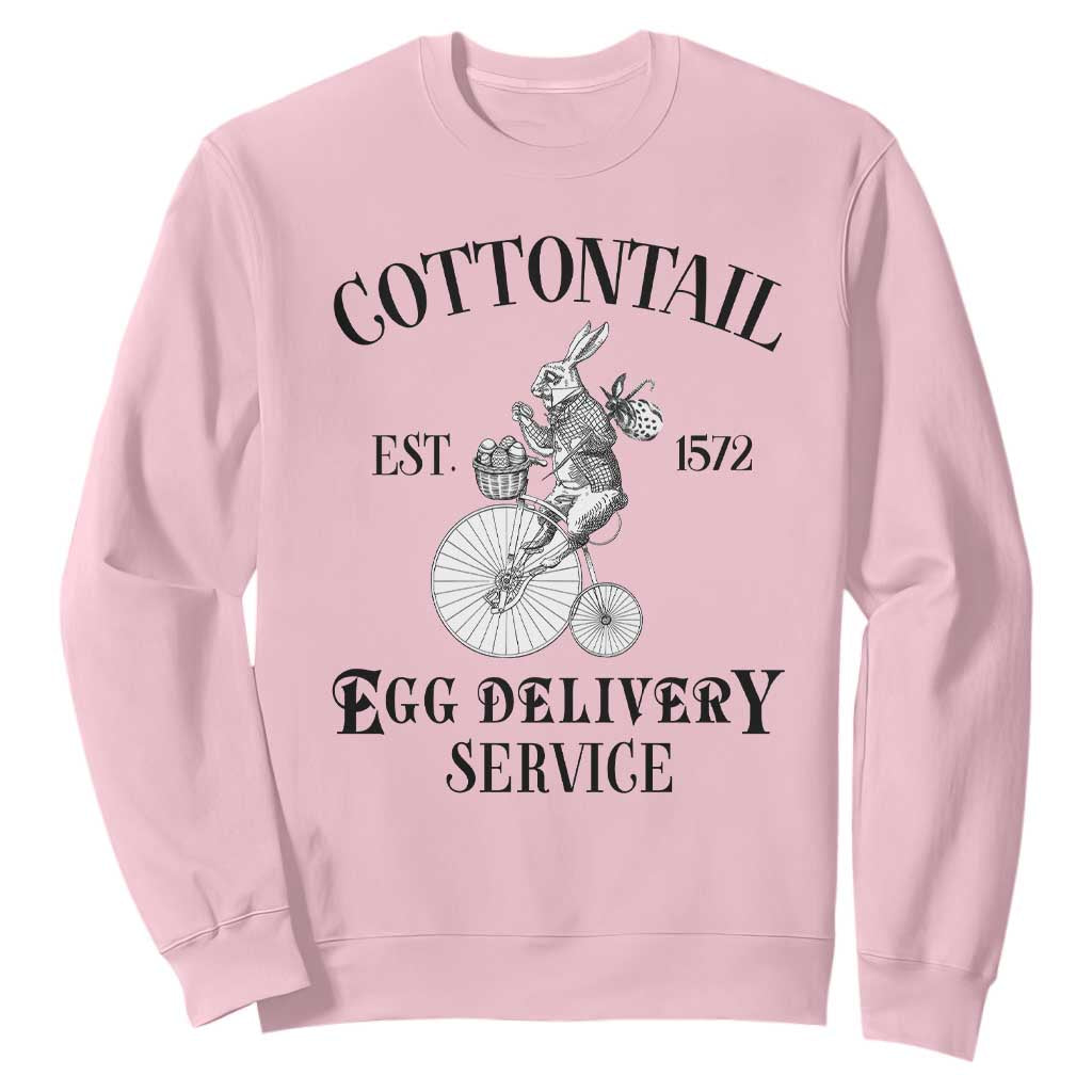 Funny Easter Day Cottontail Egg Delivery Service Sweatshirt Bunny Rabbit TS11 Light Pink Print Your Wear