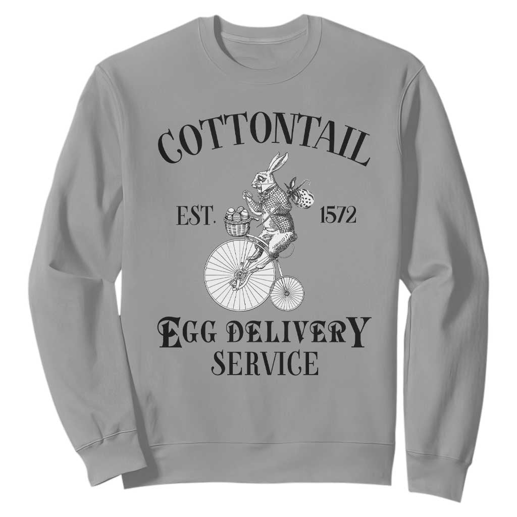 Funny Easter Day Cottontail Egg Delivery Service Sweatshirt Bunny Rabbit TS11 Sport Gray Print Your Wear