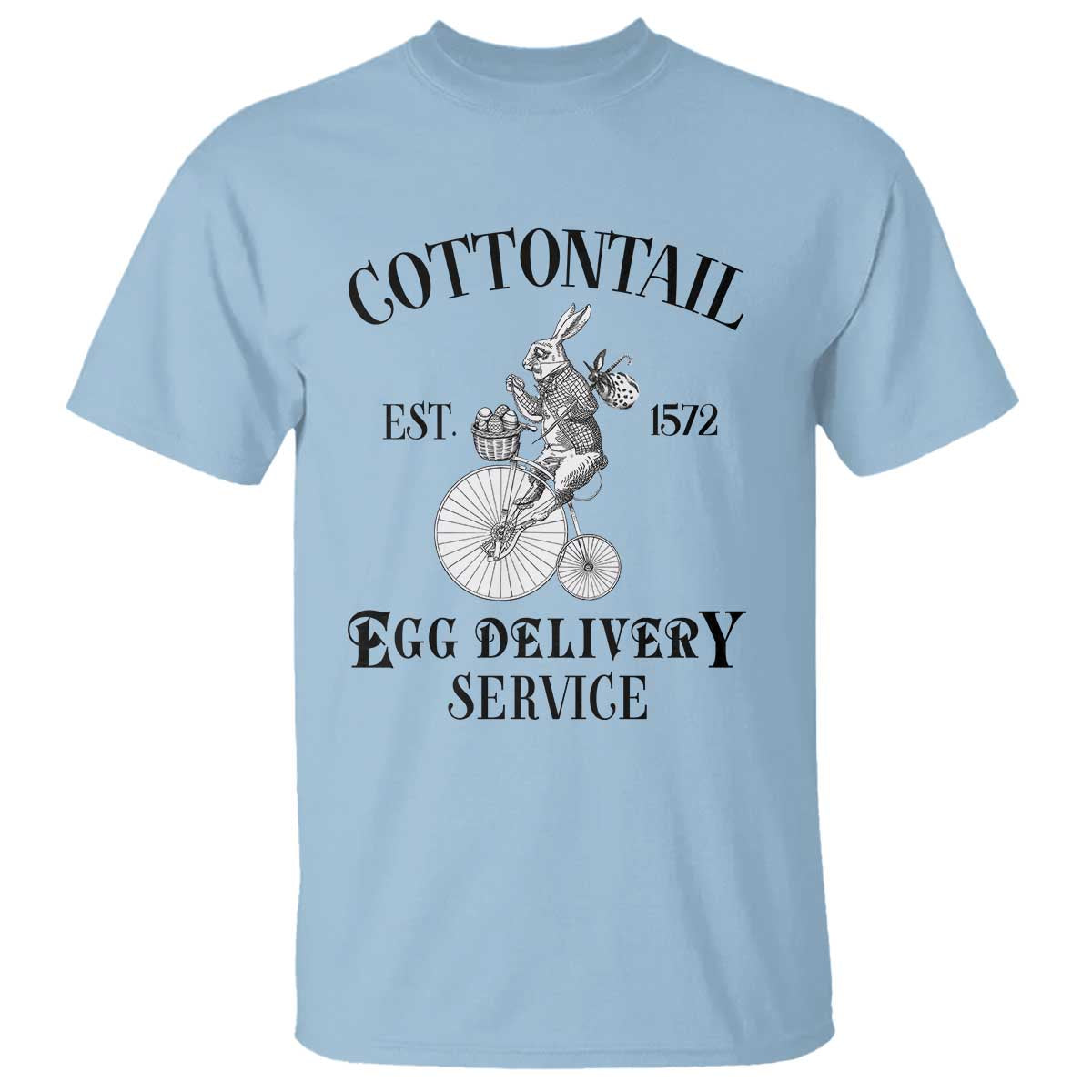 Funny Easter Day Cottontail Egg Delivery Service T Shirt Bunny Rabbit TS11 Light Blue Print Your Wear