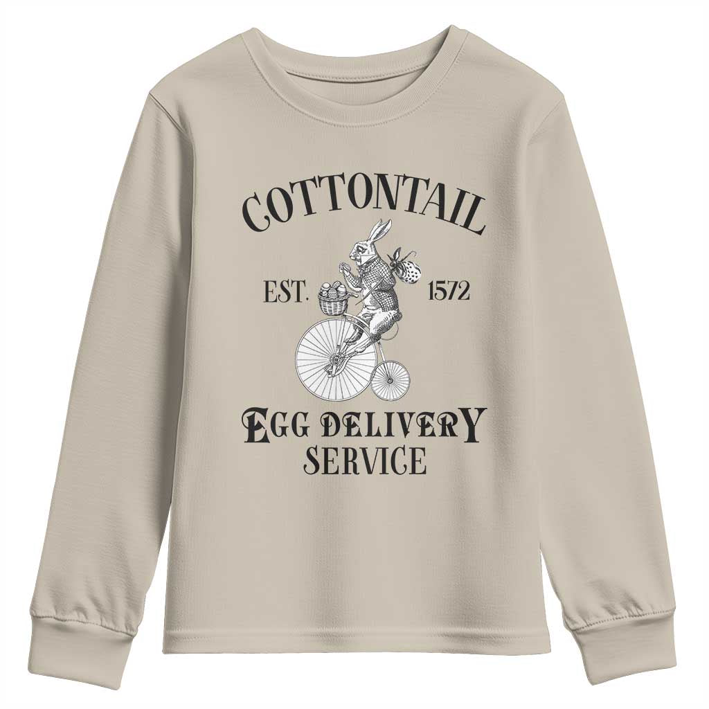 Funny Easter Day Cottontail Egg Delivery Service Youth Sweatshirt Bunny Rabbit TS11 Sand Print Your Wear