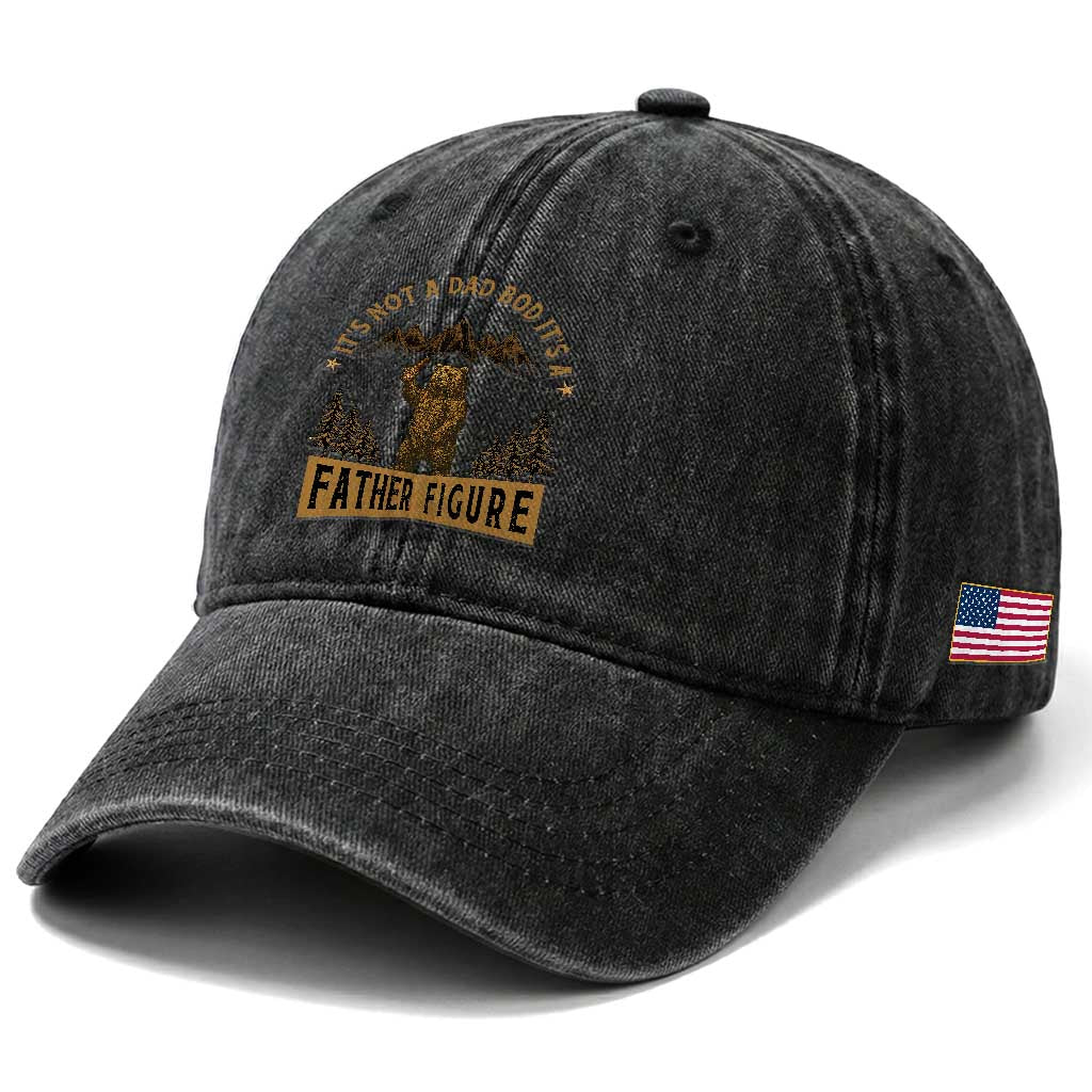 Funny It's Not A Dad Bod It's A Father Figure Washed Cotton Baseball Cap Bear Beer Father's Day TS11 Print Your Wear