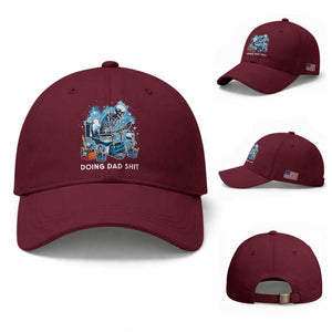Funny Doing Dad Shit Baseball Cap Skeleton Toilet Dad Jokes Father's Day TS11 Baseball Cap Universal Fit Maroon Print Your Wear