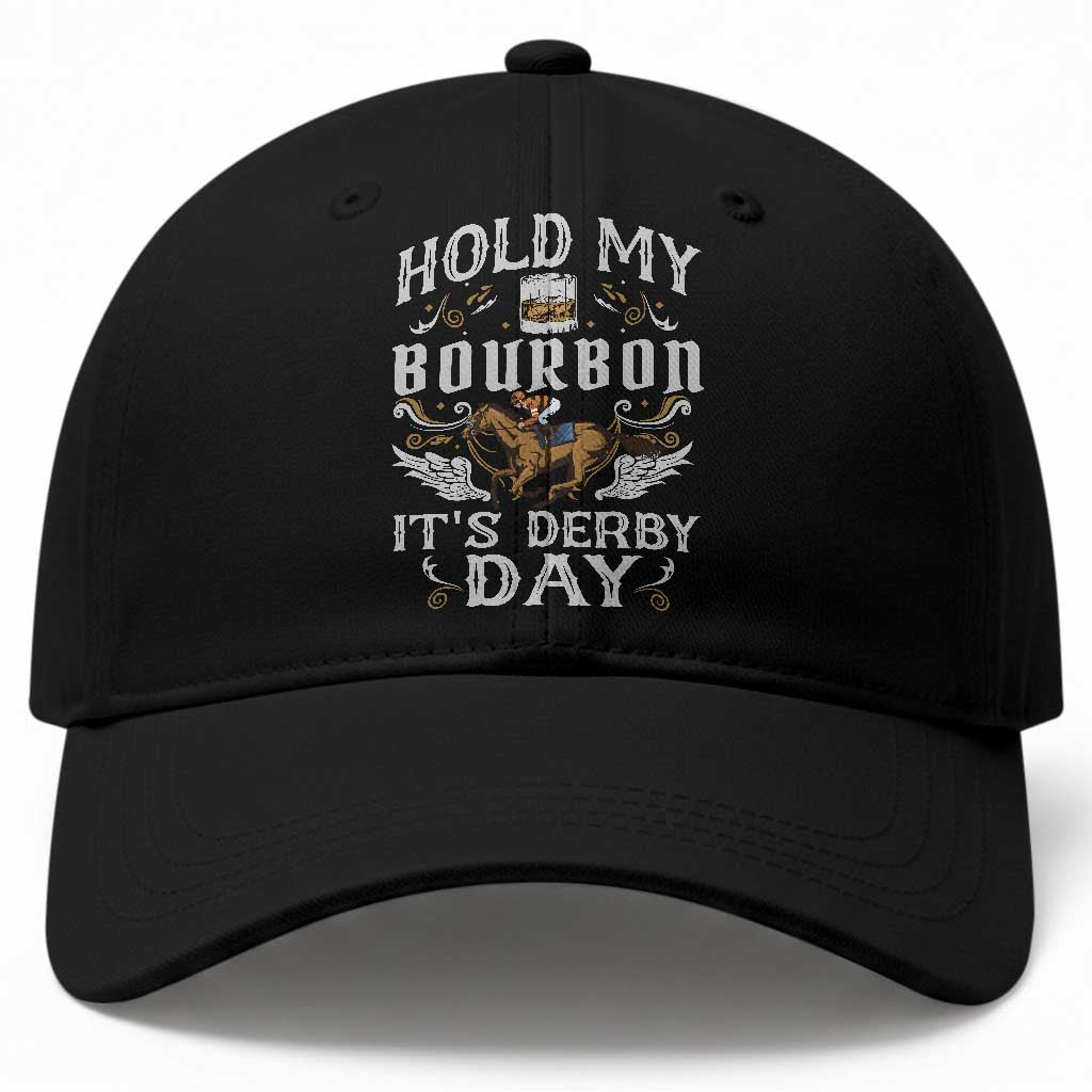 Funny Hold My Bourbon It's Derby Day Baseball Cap Horse Racing TS11 Print Your Wear