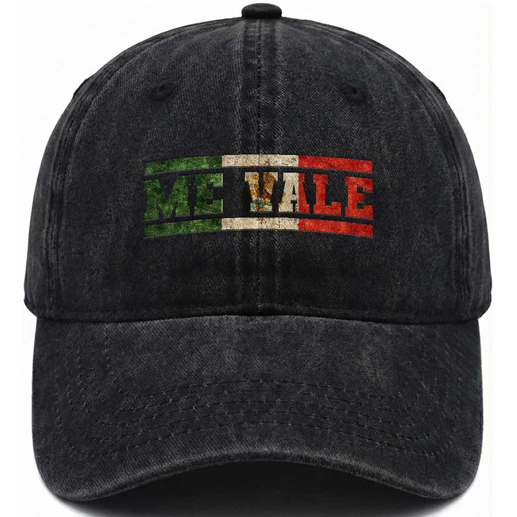 Me Vale Mexican Flag Latino Spanish Slang Washed Cotton Baseball Cap TS11 Print Your Wear