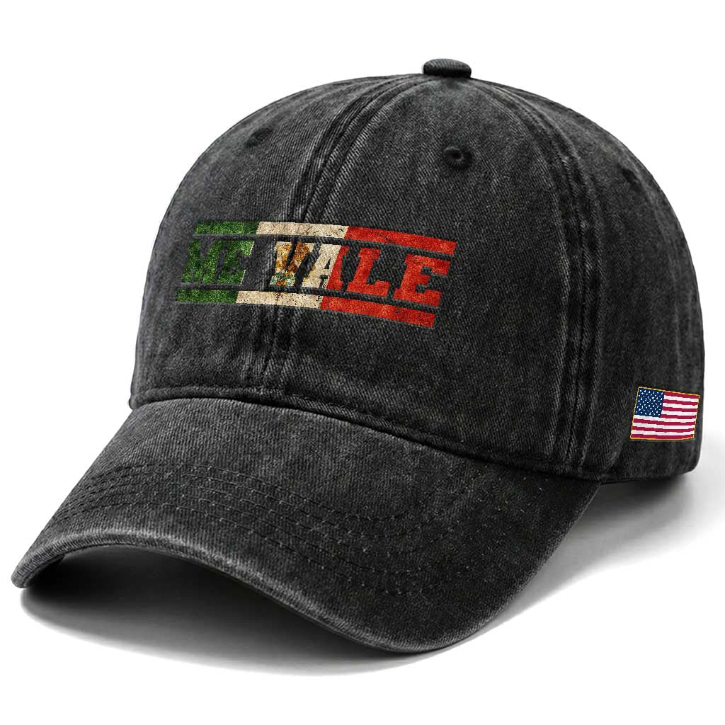 Me Vale Mexican Flag Latino Spanish Slang Washed Cotton Baseball Cap TS11 Print Your Wear