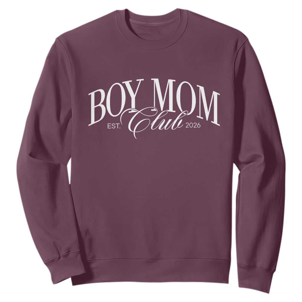 Boy Mom Club 2026 Sweatshirt Funny Mother's Day Gift TS11 Maroon Print Your Wear