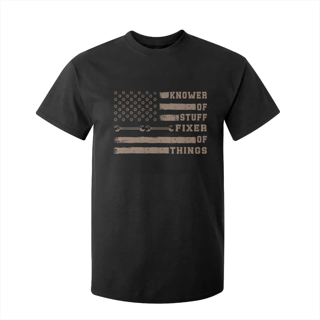 Knower Of Stuff Fixer Of Things T Shirt For Kid Funny Handyman Dad Husband Vintage American Flag TS11 Black Print Your Wear