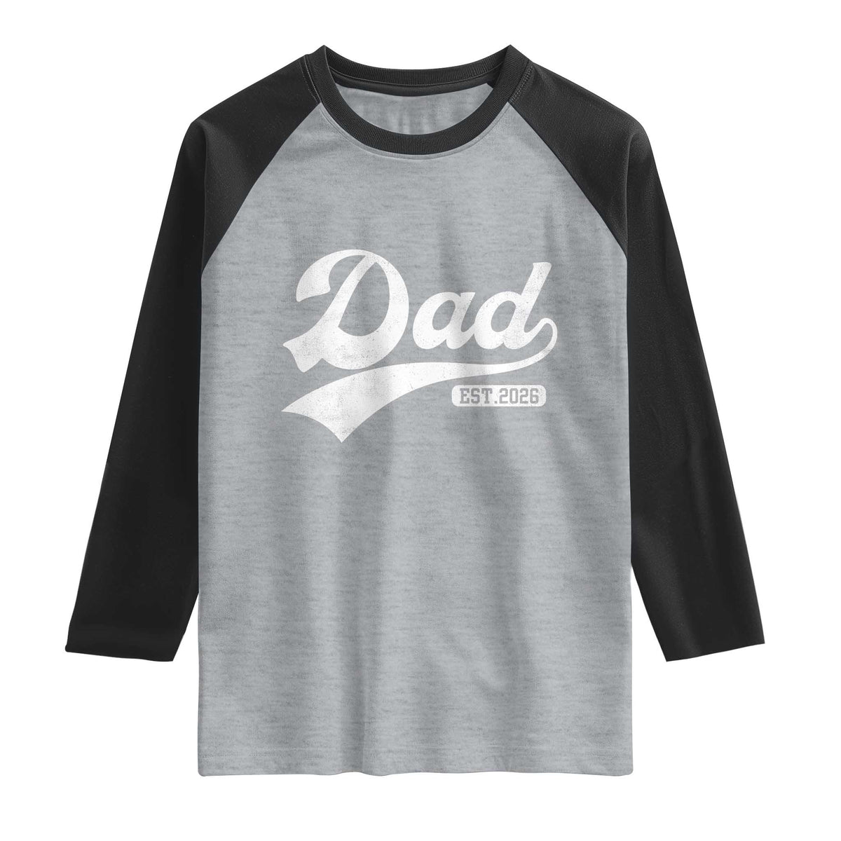 Dad Est 2026 Raglan Shirt Funny New Dad Baby Announcement TS11 Heather Gray Black Print Your Wear