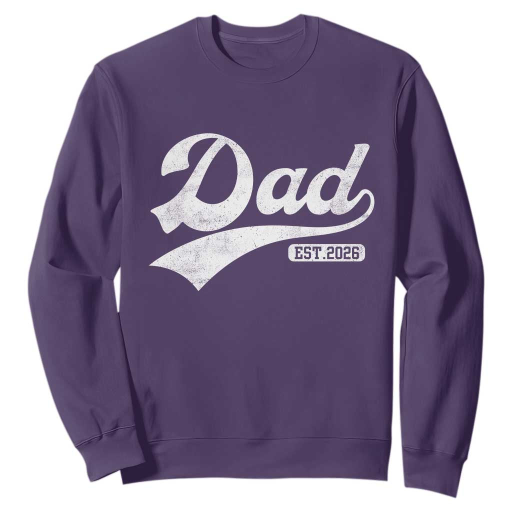 Dad Est 2026 Sweatshirt Funny New Dad Baby Announcement TS11 Purple Print Your Wear