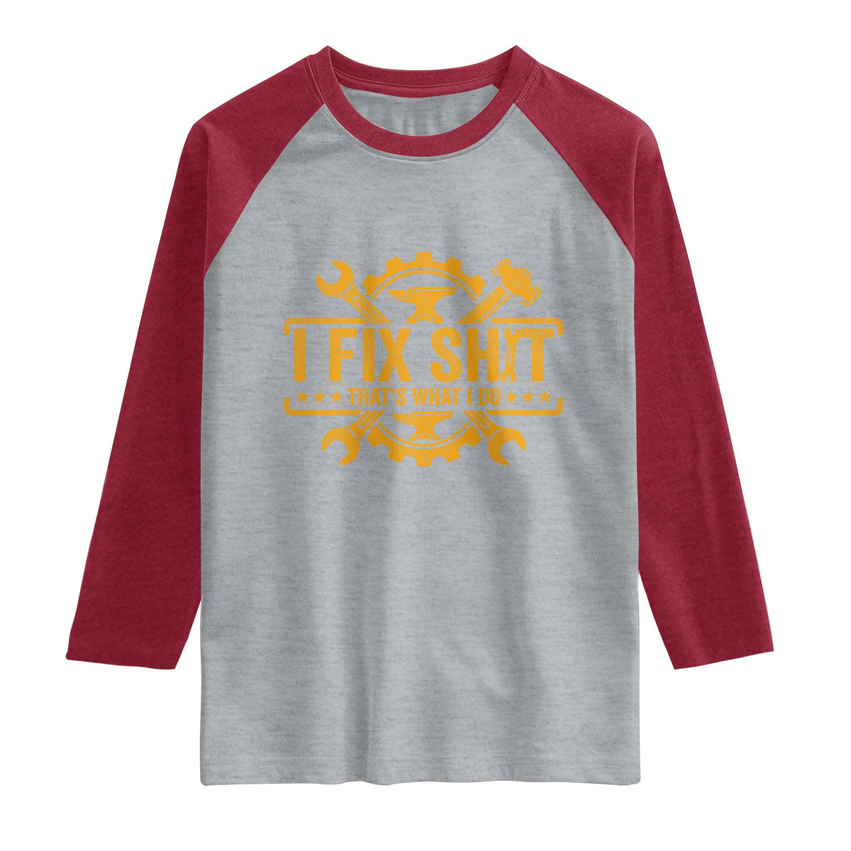 I Fix Shit Thats What I Do Raglan Shirt Funny Work Fathers Day TS11 Heather Gray Heather Red Print Your Wear