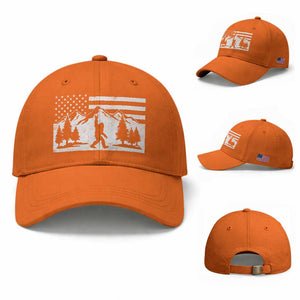 Patriotic Bigfoot American Flag in Forest Baseball Cap TS11 Baseball Cap Universal Fit Orange Print Your Wear