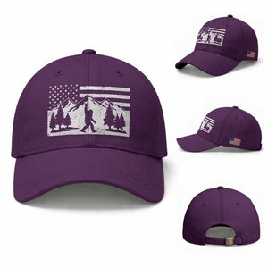 Patriotic Bigfoot American Flag in Forest Baseball Cap TS11 Baseball Cap Universal Fit Purple Print Your Wear