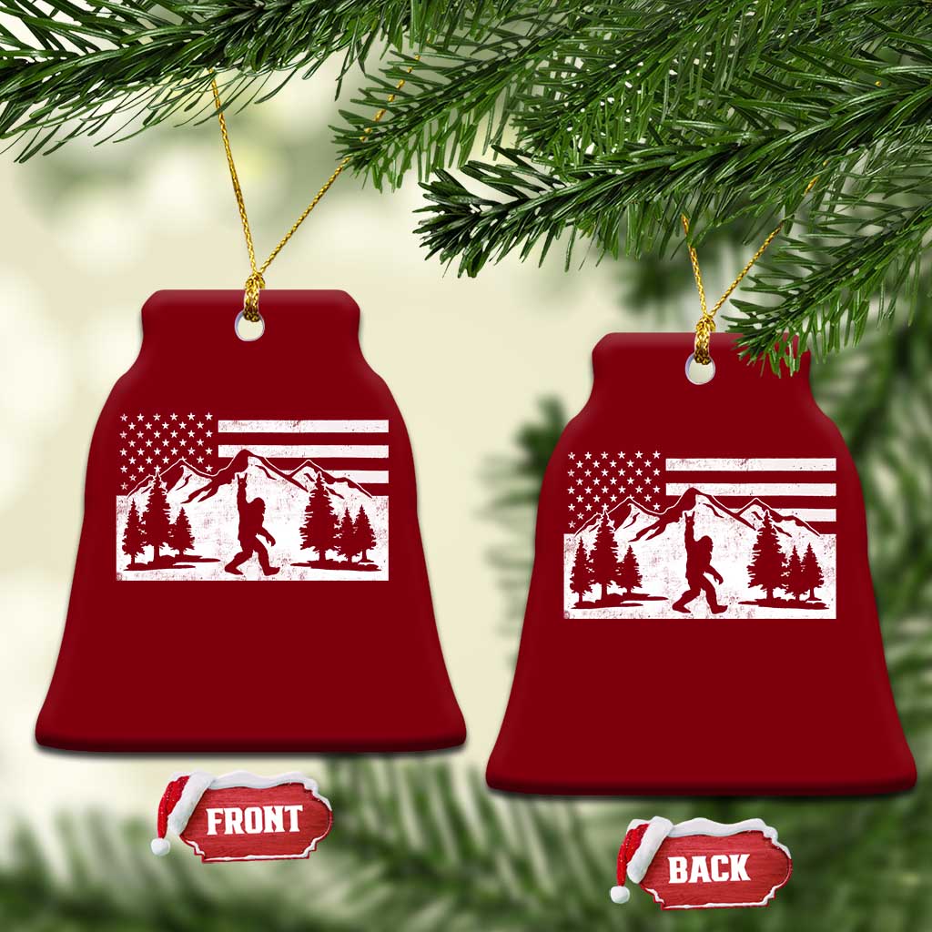 Patriotic Bigfoot American Flag in Forest Ceramic Ornament TS11 Print Your Wear