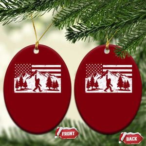 Patriotic Bigfoot American Flag in Forest Ceramic Ornament TS11 Print Your Wear