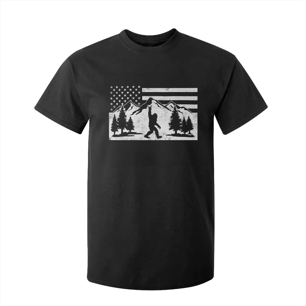 Patriotic Bigfoot American Flag in Forest T Shirt For Kid TS11 Black Print Your Wear