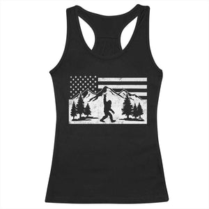 Patriotic Bigfoot American Flag in Forest Racerback Tank Top TS11 Black Print Your Wear