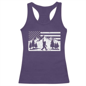 Patriotic Bigfoot American Flag in Forest Racerback Tank Top TS11 Purple Print Your Wear
