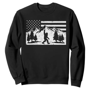Patriotic Bigfoot American Flag in Forest Sweatshirt TS11 Black Print Your Wear