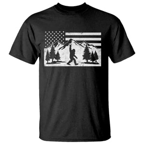 Patriotic Bigfoot American Flag in Forest T Shirt TS11 Black Print Your Wear