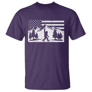 Patriotic Bigfoot American Flag in Forest T Shirt TS11 Purple Print Your Wear