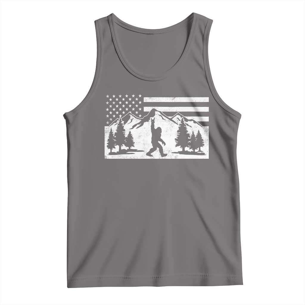 Patriotic Bigfoot American Flag in Forest Tank Top TS11 Deep Heather Print Your Wear