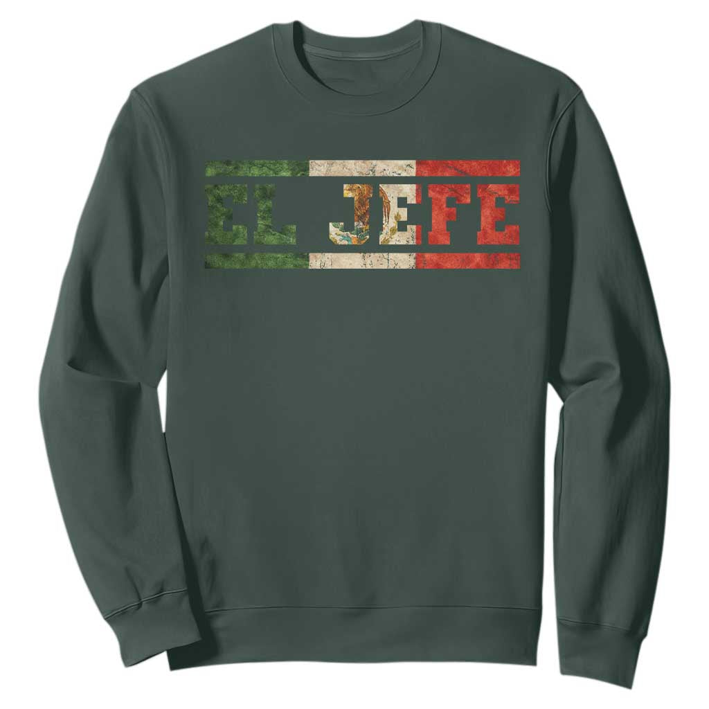 El Jefe Sweatshirt Funny Mexican Boss Spanish Slang TS11 Dark Forest Green Print Your Wear