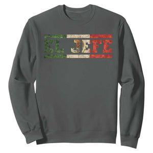 El Jefe Sweatshirt Funny Mexican Boss Spanish Slang TS11 Dark Heather Print Your Wear