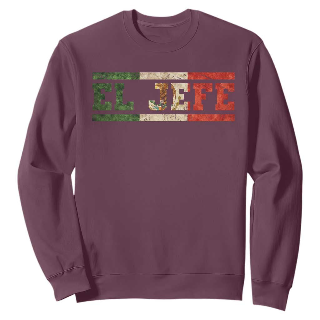 El Jefe Sweatshirt Funny Mexican Boss Spanish Slang TS11 Maroon Print Your Wear