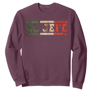 El Jefe Sweatshirt Funny Mexican Boss Spanish Slang TS11 Maroon Print Your Wear