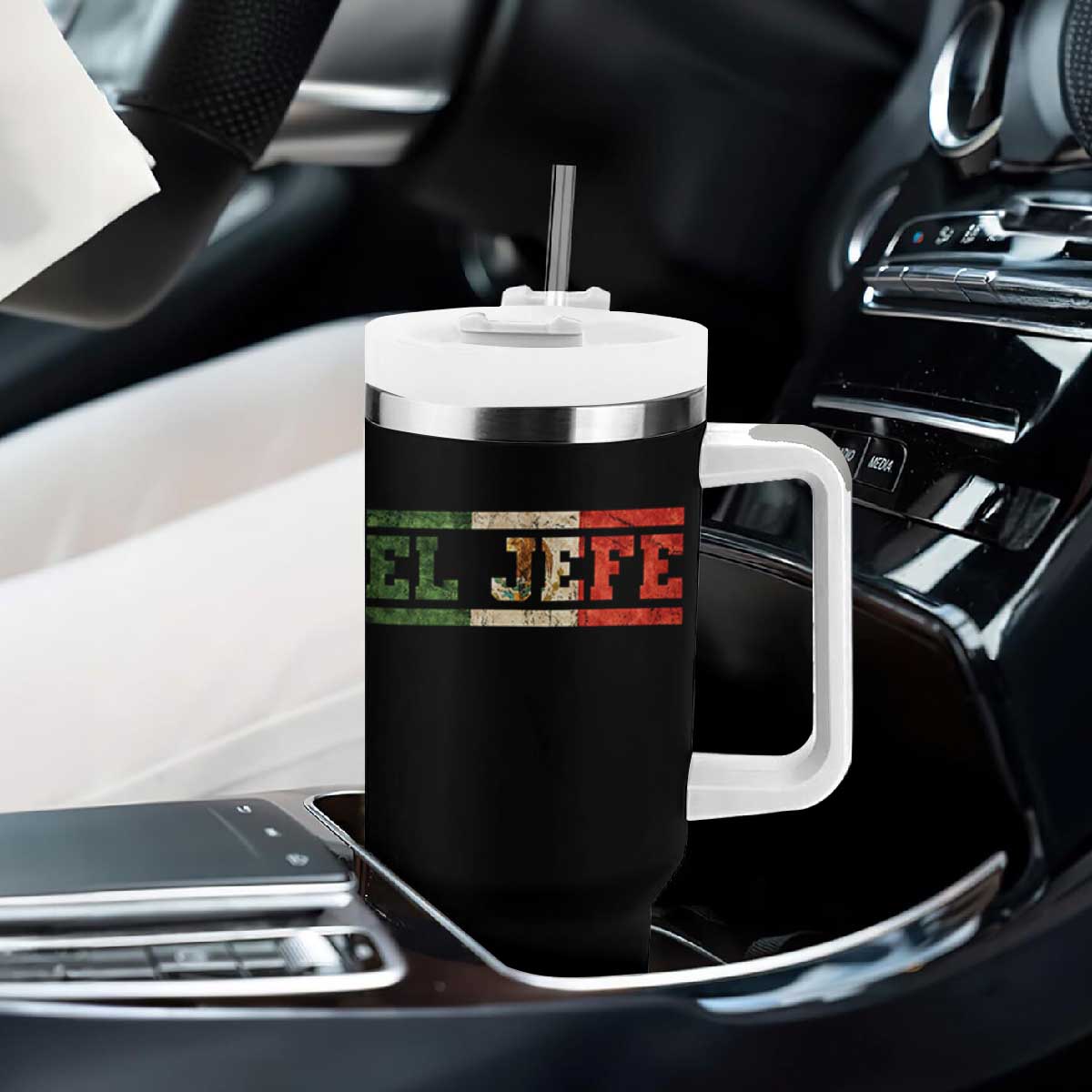 El Jefe Tumbler With Handle Funny Mexican Boss Spanish Slang TS11 Print Your Wear