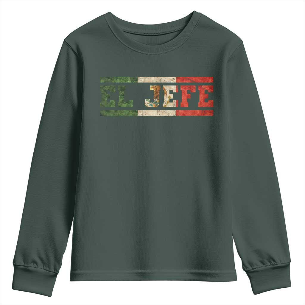 El Jefe Youth Sweatshirt Funny Mexican Boss Spanish Slang TS11 Dark Forest Green Print Your Wear