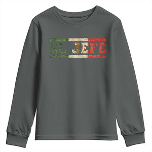 El Jefe Youth Sweatshirt Funny Mexican Boss Spanish Slang TS11 Dark Heather Print Your Wear