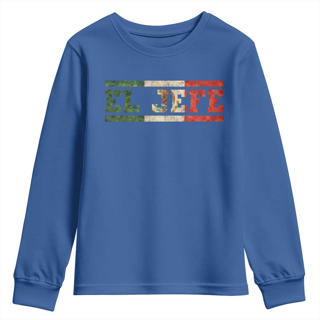 El Jefe Youth Sweatshirt Funny Mexican Boss Spanish Slang TS11 Royal Blue Print Your Wear
