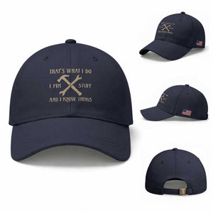 Thats What I Do I Fix Stuff And I Know Things Baseball Cap Funny Handyman Dad TS11 Baseball Cap Universal Fit Navy Print Your Wear