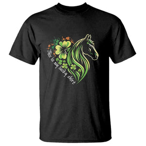 Horse Racing T Shirt This Is My Lucky Shirt Equestrian Four Leaf Clover TS11 Black Print Your Wear