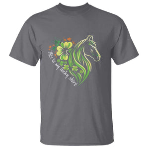 Horse Racing T Shirt This Is My Lucky Shirt Equestrian Four Leaf Clover TS11 Charcoal Print Your Wear