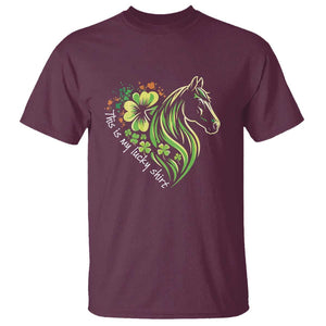 Horse Racing T Shirt This Is My Lucky Shirt Equestrian Four Leaf Clover TS11 Maroon Print Your Wear