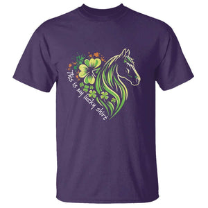 Horse Racing T Shirt This Is My Lucky Shirt Equestrian Four Leaf Clover TS11 Purple Print Your Wear