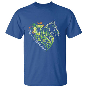 Horse Racing T Shirt This Is My Lucky Shirt Equestrian Four Leaf Clover TS11 Royal Blue Print Your Wear